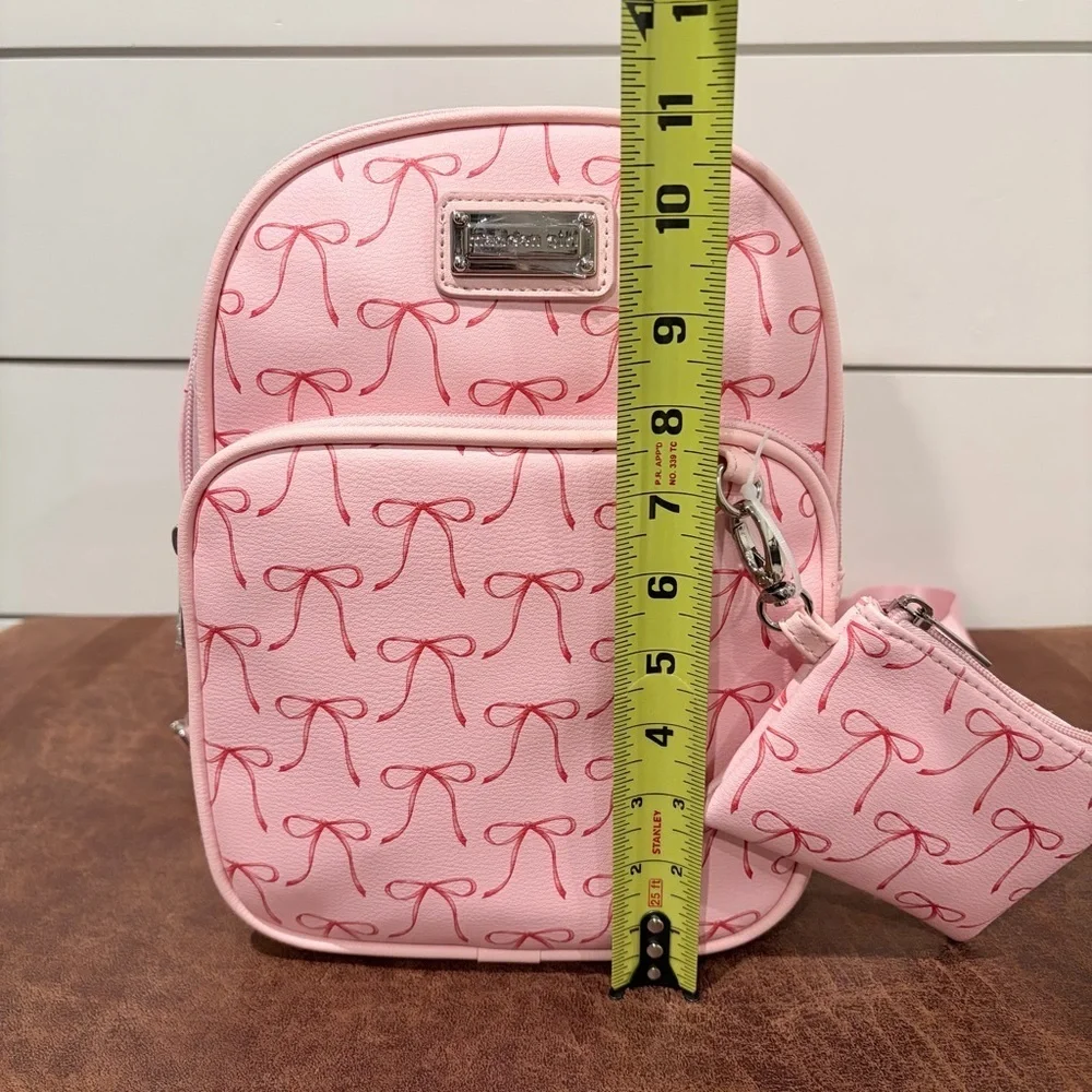 Madden Girl Pink Bow Mini Backpack Y2K Coquette NWT w/ Pouch Travel School